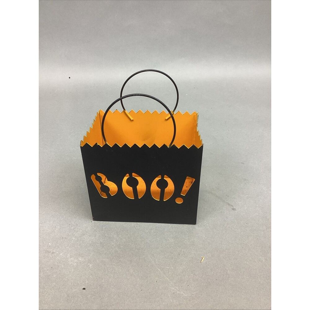 Set Of 6 Halloween Luminaries Lanterns & 3 Orange Candle Holders - Picture 7 of 11